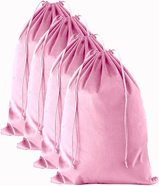 FantasyLife Shoe Bags for Travel, Washable Dust Bags for Storage & Packing, Flannel Shoe Pouch with Drawstring Closure for Purses, Handbags, Shoes & Toys (4, Parfait Pink)