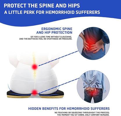 Gooo&Ma Ergonomic Seat Cushion with Air Fiber Core, Office Chair Cushion with Washable Cover & Non-Slip Base for Pressure Relief, Comfort for Long Sitting, Driving, Gaming(Black)