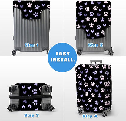Luggage Cover Protector for 30-32 Inch Suitcases, TSA Approved Elastic Travel Suitcase Covers, Anti-Scratch Washable Luggage Sleeve for Carry On & Checked Bags, Dog Paw Prints 02