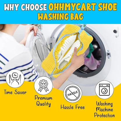 Shoe Washing Machine Bag – Sneaker Laundry Bag for Washer & Dryer, Protective Chenille Mesh Shoe Bag with YKK Zipper, Durable & Reusable for All Shoes 2-pack – Ohhmycart