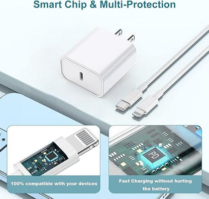 iPhone Charger Fast Charging,iPhone Fast Charger 2Pack Type C Fast Charger Block Plug Adapter 6FT USB-C to Lightning Cable Cord for iPhone14/13/13 Pro/12 Pro/12 Pro Max/11/Xs Max/XR/X/SE,iPad,AirPods