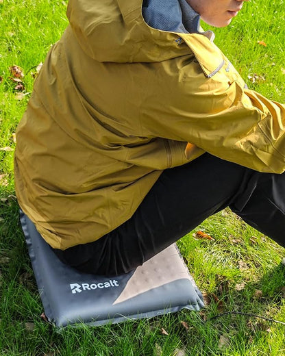 Rocalt Inflatable Seat Cushion,Self-Inflating Memory Foam Stadium Seats Cushion, Portable Air-Foam Bleacher Cushion, Lightweight & Compact Travel Seat Cushion for Camping, Airplane, Car, Sports Events