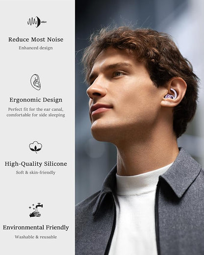 Ear Plugs for Sleeping - Noise Reduction Soft Silicone Earplugs, 2 Pairs Reusable Hearing Protection Earplugs for Noise Sensitivity, Sleep,Travel,Sound Reduction Noise Cancelling - Purple