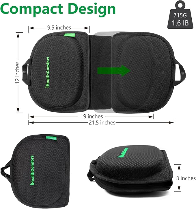 Small Travel Seat Cushion,Gel Memory Foam Seat Cushion,Supportive Butt Pillow,Portable and Foldable for Long Sitting Hours on Stadium Airplane Car Seat