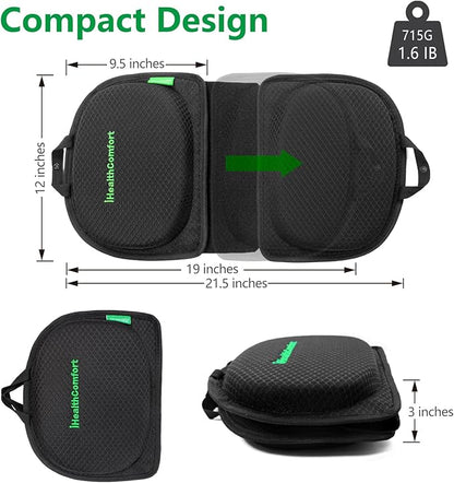 Small Travel Seat Cushion,Gel Memory Foam Seat Cushion,Supportive Butt Pillow,Portable and Foldable for Long Sitting Hours on Stadium Airplane Car Seat