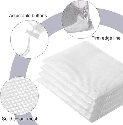 6 Pack Mesh Drawstring Laundry Bag 24" X 36" Mesh Laundry Bags Large for Washing Machine, Sturdy White Net Laundrys Bag for Factory, University, Dormitory, Travel and Apartment Dweller