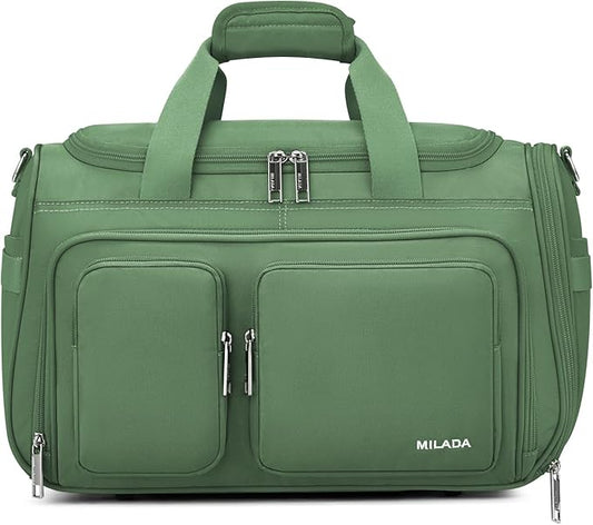 MILADA Underseat Carry On Luggage Bags for Travel Lightweight Foldable Carry On Bags for Airplanes Small Duffle Bag for Men Women Personal Weekend Overnight Travel Tote Bags, Forest Green