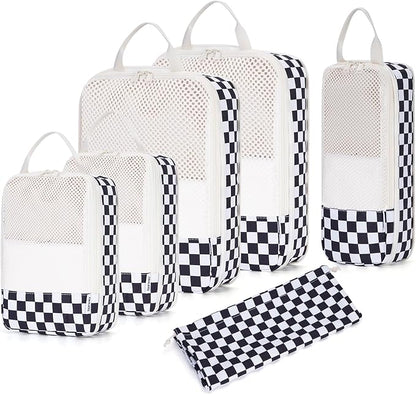 Narwey 6 Set Compression Packing Cubes for Travel Kids Women Carry on, Packing Organizers Bag for Backpack Luggage Suitcase Duffle Bags