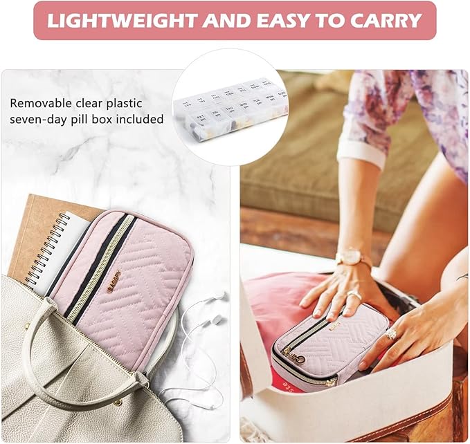 BAGSFY Pill Organizer Case 2 Times a Day- Weekly Medicine Organizer Travel Pill Box with Removable 7 Day Medicine Case Container for Fish Oil, Vitamin, Supplement