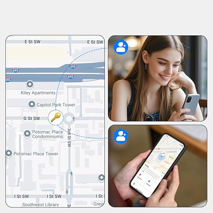 Air Tracker Tags-4 Pack, Bluetooth Tracker Works with Apple Find My APP (iOS Only), Bluetooth Smart Air Tag Keys Finder and Item Locator for Keys, Bags, Luggage, Wallet, Replaceable Battery