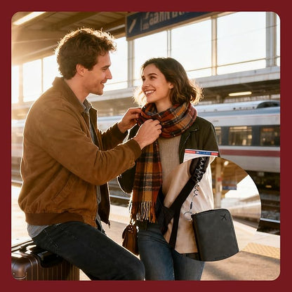 Passport Holder with Tether and Carabiner Clip to Prevent Loss and Theft, Rfid Passport Holder for Travel, Passport Cover, Wallet & Case for Men and Women (With Tether and Carabiner)