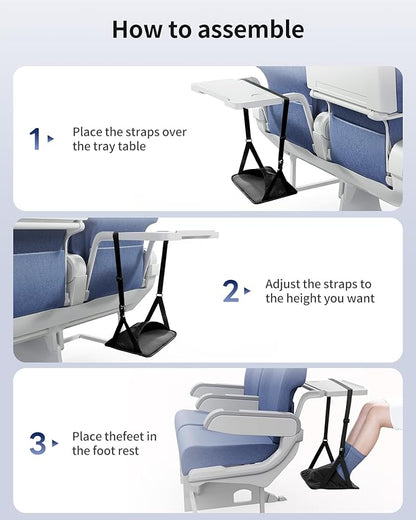 SAIJI Foot Hammock for Plane Travel, Upgraded Airplane Foot Hammock for No Feet or Leg Clashing, Portable Airplane Foot Rest with Warm & Privacy Cover, Long Flight Air Travel Essentials to Relax Feet