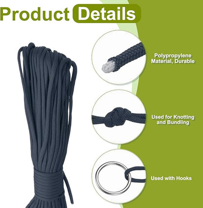 uxcell 4mm Nylon Rope, 10ft Portable Clothesline for Luggage and Backpack Tie Downs, Hanging Clothes, Swings, Camping and Mountaineering Tie Downs, Navy Glue