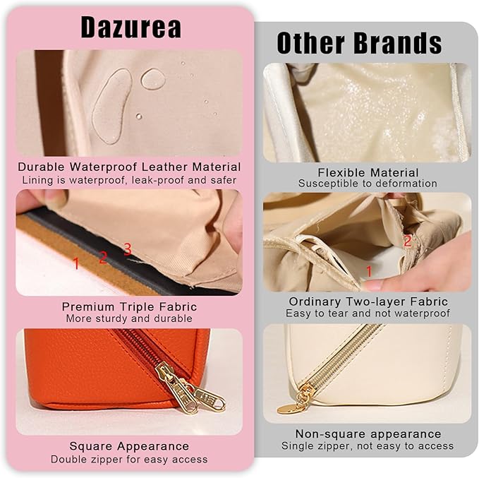 Personalized Travel Makeup Bag, Customized Large Capacity Cosmetic Bag with Printed Name Initials, PU Leather Toiletry Bag for Women, Wide Open Portable Pouch with Divider and Handle, Mothers Day Gift