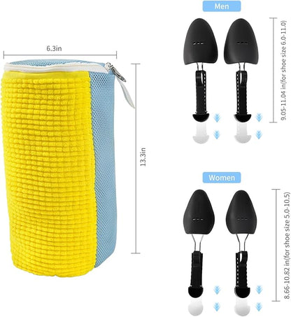 GOGOODA Shoes Was Bags for Laundry with Shoe Trees, 2 PCS Sneakers Washing Bags for Washers and Dryers, Durable Shoe Cleaning Bag for Gym, Tennis Shoes Unstain Cleaner Kit(Yellow, 2Pack)