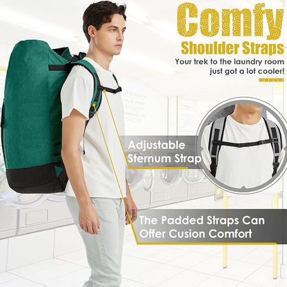 Laundry Bag for College,115L Laundry Backpack Extra Large Heavy Duty, College Dorm Essentials Laundry Bag with Straps, Heavy Duty Dirty Clothes Bag for Camping, Apartment and Laundromat