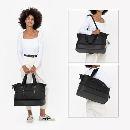 Sherpani Boston, Anti Theft Weekender Bags, Travel Duffel Bag, Carry On Tote Bag with Removable Shoe Bottom Compartment