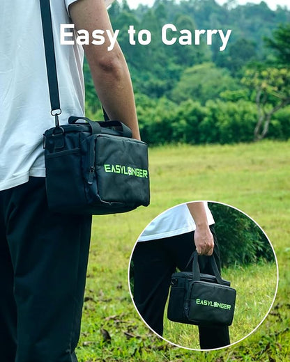 EASYLONGER Travel Carrying Case Compatible with ES960, MARBERO M82/M138, Apowking ‎R100, Anker SOLIX/A1727, etc. Battery Pack Storage Bag with Cable Organizer and Detachable Shoulder Strap, Black