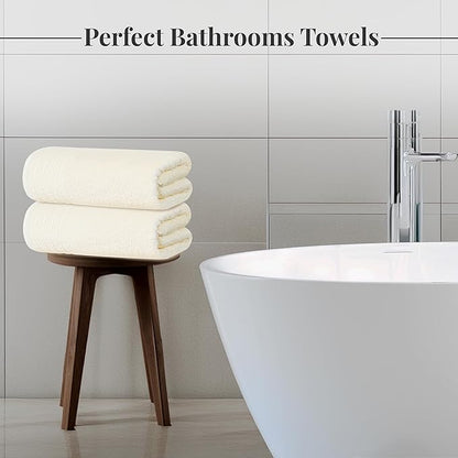 Tens Towels Pack of 8 Towels Set, 2 Extra Large Bath, 2 Hand, 4 Washcloths, 100% Cotton, Lighter Weight, Quicker to Dry, Super Absorbent, Perfect for Bathroom, Cream