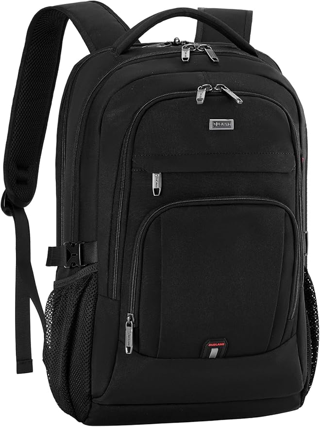 DUSLANG 17 Inch Laptop Backpack for Travel Water Resistant College Backpack for Men Women Laptop Bag with USB Charging Port Clear Cosmetic Bag,Black