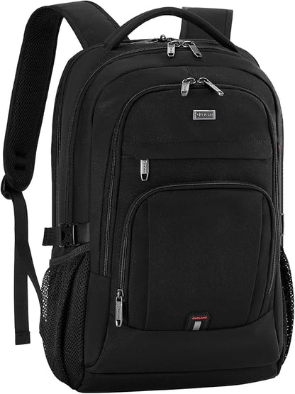 DUSLANG 17 Inch Laptop Backpack for Travel Water Resistant College Backpack for Men Women Laptop Bag with USB Charging Port Clear Cosmetic Bag,Black