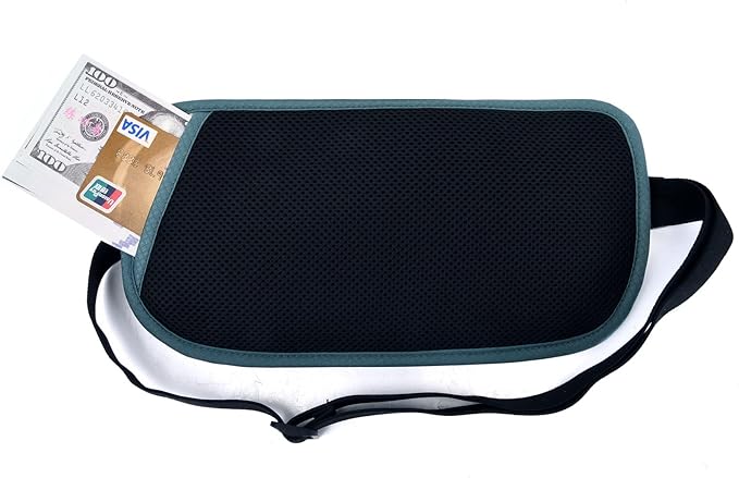 RFID Blocking Money Belt for Men Women, Slim Fanny Pack for Travel，Running,Conceal Waist Wallet for Passport Holder,Phone,Cash(Turquoise)