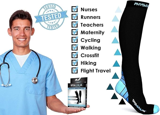 Physix Gear Compression Socks 20-30 mmHg - Men & Women - Running, Nurses, Shin Splints, Flight, Travel