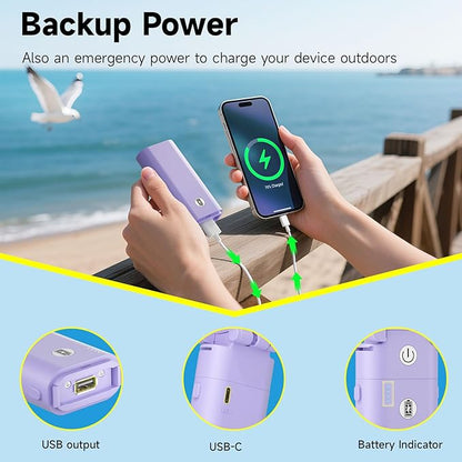 HandFan 10400mAh Personal Handheld Fan, 40Hrs Long-Lasted Hand Fan Rechargeable, Mini Cooling Fans Foldable, Heavy Duty Battery Fans Portable for Travel Beach Concerts Cruise Makeup(Purple)