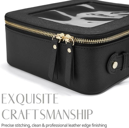 Popvibe Clear Makeup Bag Travel Cosmetic Case Transparent Toiletry Bag with Zipper, Portable Make Up Organizer Traveling Compact Car Bag for Essentials