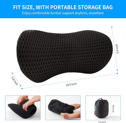 Lumbar Pillow, Memory Foam Lumbar Support Pillow for Office Chair and Car Seat, Back Support Pillow for Lower Back Pain Relief, Support Cushion Back Pillow for Sleeping, Resting, Driving, Traveling
