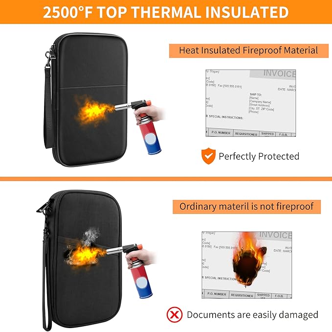 JUNDUN Family Passport Holder,Upgraded Material RFID Blocking Fireproof Travel Passport Wallet with 2 Pockets,Travel Document Organizer Case for Passport,Card and Money