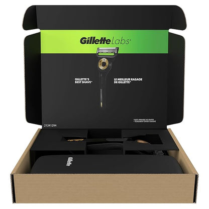 GilletteLabs With Exfoliating Bar Shaving Razor For Men, 1 Handle, 3 Blade Refills, Includes Travel Case for Convenient Storage On The Go, Holiday Gifts for Men