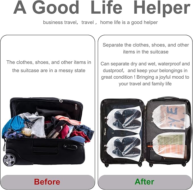 50 Pcs transparent Shoe Bags for Travel,11.8“ x 15.7”,Drawstring Travel Shoe Bags for Packing,Waterproof Dustproof Portable Travel Shoe Storage Bag for Men and Womens Per Piece