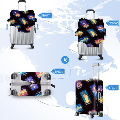 ANNA QUEEN Travel Luggage Cover Suitcase Protector Suitcase Cover Anti-Scratch,Stretchable Bag Cover Washable Durable Polyester with Elastic Hem with Zipper Closure
