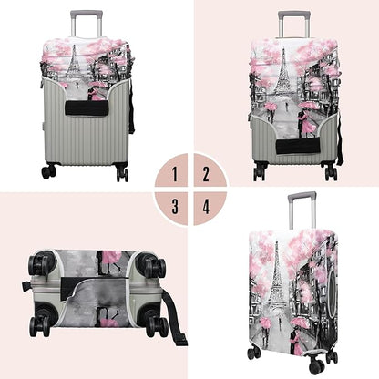 Travel Luggage Cover Suitcase Protector Fits 18-32 Inch Wheel Covers PatternedTravel Related Items Flower Luggage Protector Elastic S