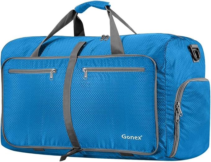 Gonex 40L 60L 80L 100L 150L Large Foldable Travel Duffle Bag with Shoes Compartment, Packable Lightweight Water Repellent Duffel Bag for Camping Gym Weekender Bag