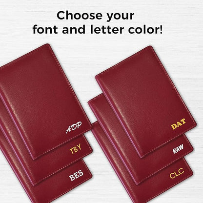 Personalized Monogrammed Red Leather RFID Passport Wallet