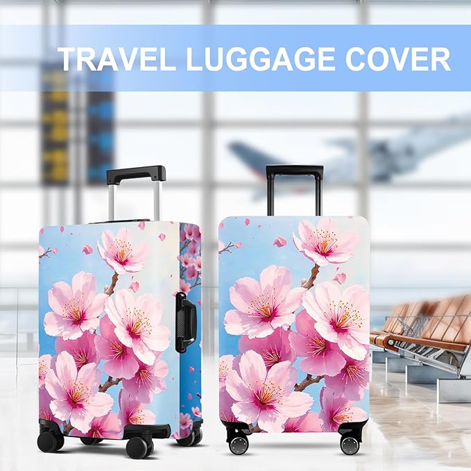 Luggage Cover Washable Suitcase Protector Anti-Scratch,Stretchable Fit for 20-34Inch Luggage Durable Travel Bag Cover with Zipper Closure (Peach blossom, XL(fits 32-34Inch suitcase))