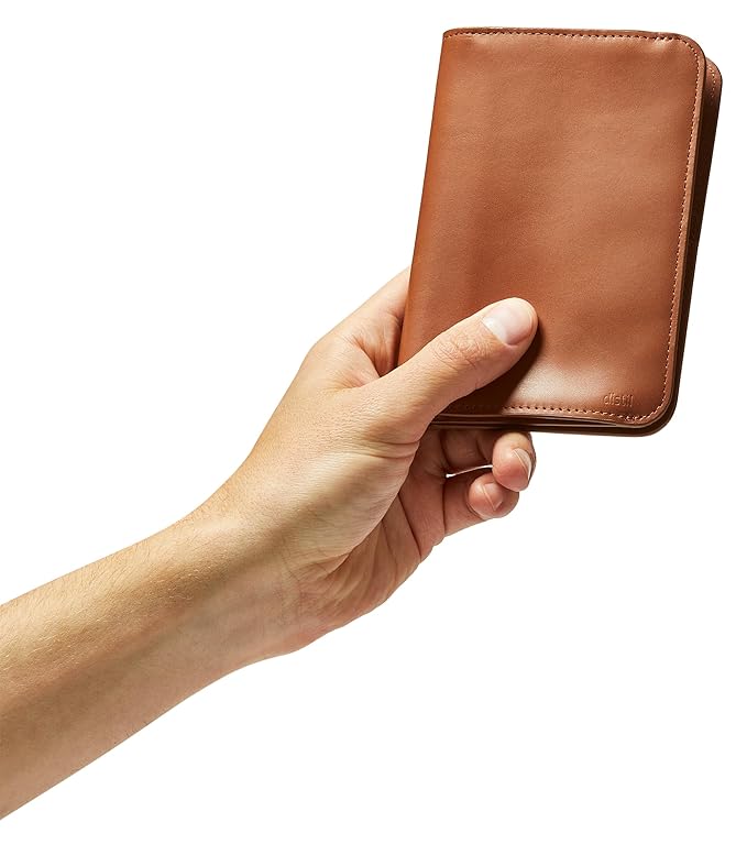Distil Union Passport Cover+ | RFID-Shielded Premium Full-Grain Leather | Fits Passport, Cards, Cash, and More | Slim Travel Wallet and Organizer (Brown)