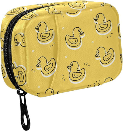 Fustylead Yellow Rubber Duck Pill Organizer Travel Bag, Small Portable Pill Case Cute for Vitamin Fish Oil Supplements Medicine Organizer with Zipper
