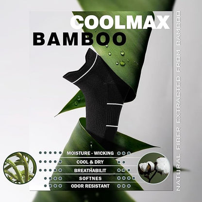 BRISIRA Bamboo Viscose Compression High Ankle Socks Men Women Cushioned Anti Blister HIking Golf Arch Support Running Socks