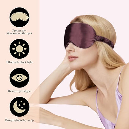 SilkDream 100% Mulberry Silk Sleep Mask Eye Mask for Sleeping 22 Momme Nature 6A Real Silk Gifts for Women&Men CoffeePurple