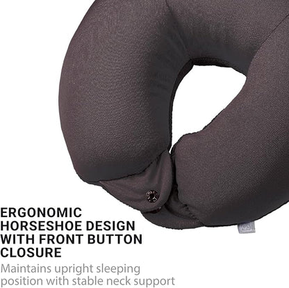 Classic Bean Sleeper, Comfortable Travel Pillow Filled with Micro Polybeans, Neck Pillow for Uninterrupted Sleep, Ideal for Airplane, Bus, Car, and Train, Travel Essentials, Black