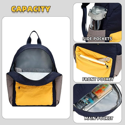 willikiva Kids Backpack for School Boys Girls Teens Toddler Backpack Waterproof Kindergarten Preschool Elementary Bookbag Children Travel Bag(Deep Blue Yellow,Small)