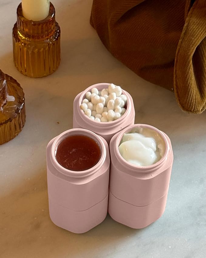 Cadence Extender - Add On to Any Flex Magnetic Containers with Lids,Extension to Travel Bottles for Toiletries - Carry On Travel Essentials For Women/Men - Adds Additional 1.43 fl oz - 3pk, Petal