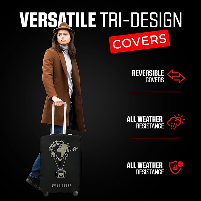 Reversible Travel Luggage Cover - Washable, Anti-Scratch Suitcase Cover | TSA Approved Luggage Cover Protector