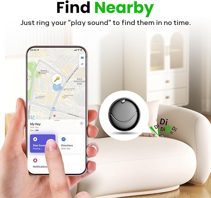 Air Tracker Tags-4 Pack Black, Bluetooth Tracker Works with Apple Find My (iOS Only), Smart Tag with Lanyard, Item Finder for Luggage, Key, Suitcases, Replaceable Battery, IP67 Waterproof Tracking Tag