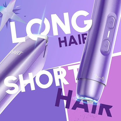 Bikini Trimmer for Women Dual Head – IPX7 Waterproof & Painless Electric Razor for Pubic Hair, Face, Legs, Underarms – Portable Cordless Shaver with Fast Charging, Teen Girl Gifts Trendy Stuff, Purple