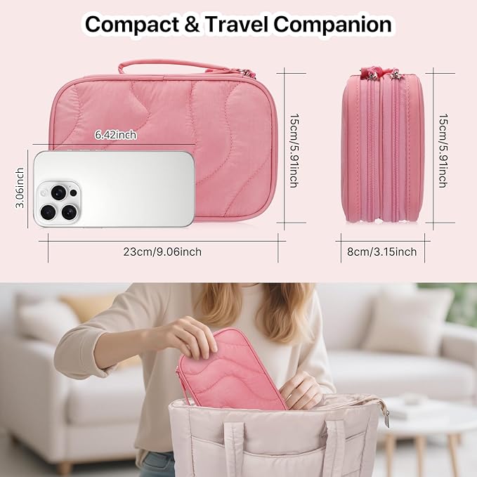 Skycase Tech Pouch - Lightweight Electronics Organizer Travel Case, Double Layers Travel Cable Organizer, All-in-One Storage Bag for Charger, Cord, Phone, Flash Drive, Accessories