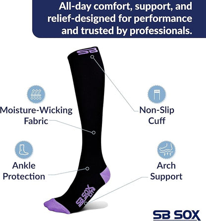 SB SOX Lite Compression Socks for Men & Women (15-20mmHg) – Best Compression Socks for Travel, Sports, and Daily Wear - XXL Sizes too!